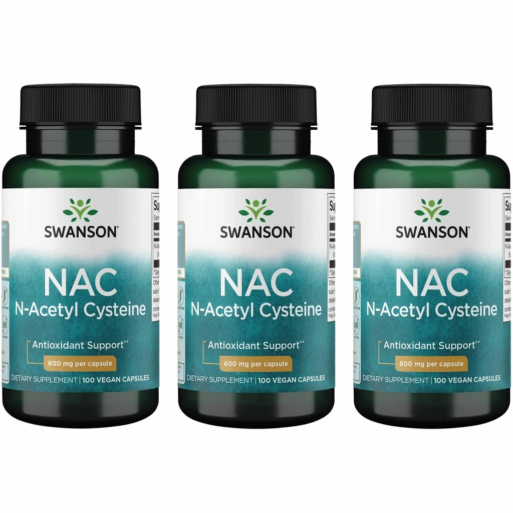 Swanson NAC - N-Acetyl Cysteine - Supplemento 600 mg 100 capsule (3 Pack)