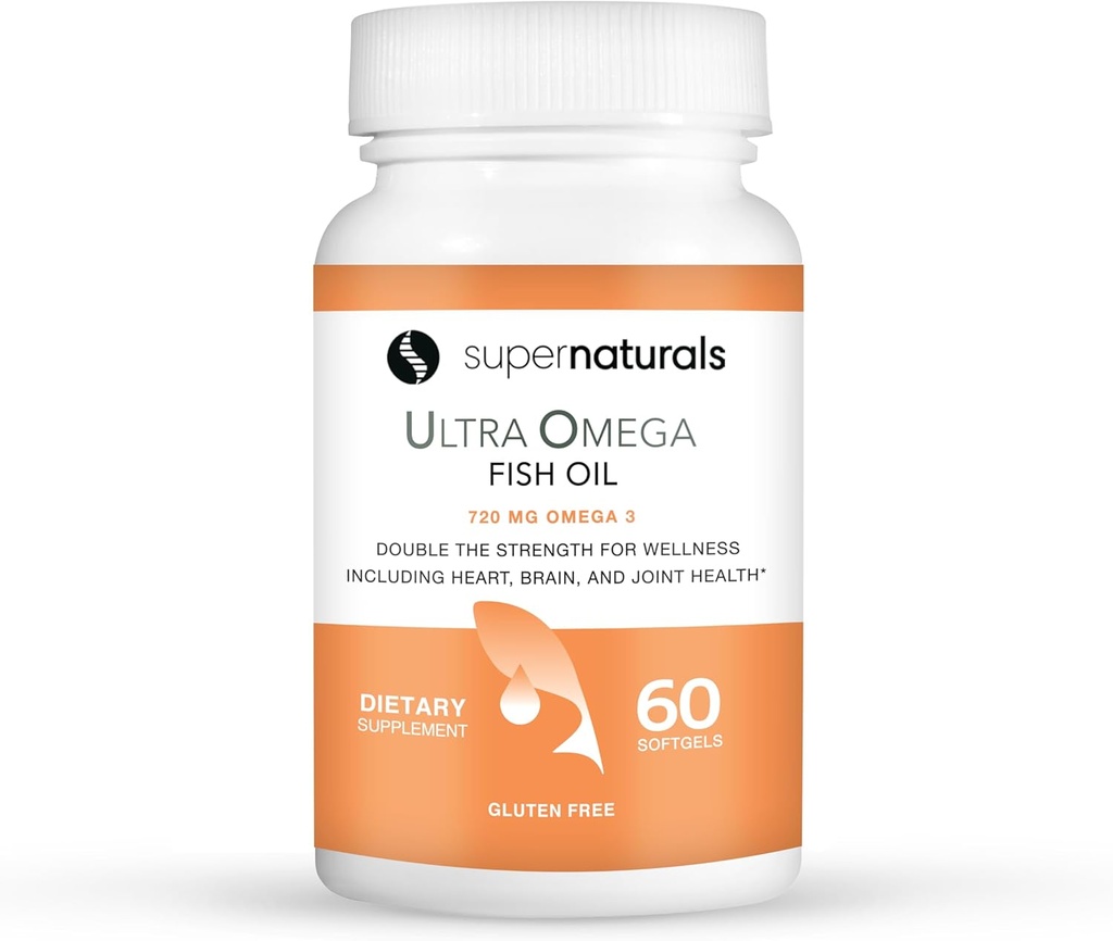 Super Natural Ultra Omega Fish Oil - Omega 3 Fatty-Acids EPA DHA - Supporta la funzione aumentata del cervello, supporta la Nerve e la salute degli occhi 1200mg/720 Omega-3-60 capsule
