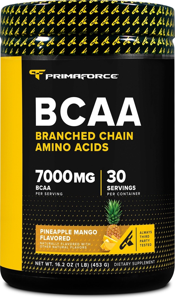 Primaforce BCAA Powder (Pineapple Mango) (30 Serve) - 7000MG 2:1:1 BCAAs, Post-Workout Recovery Drink con aminoacidi e sale reale per uomini e donne