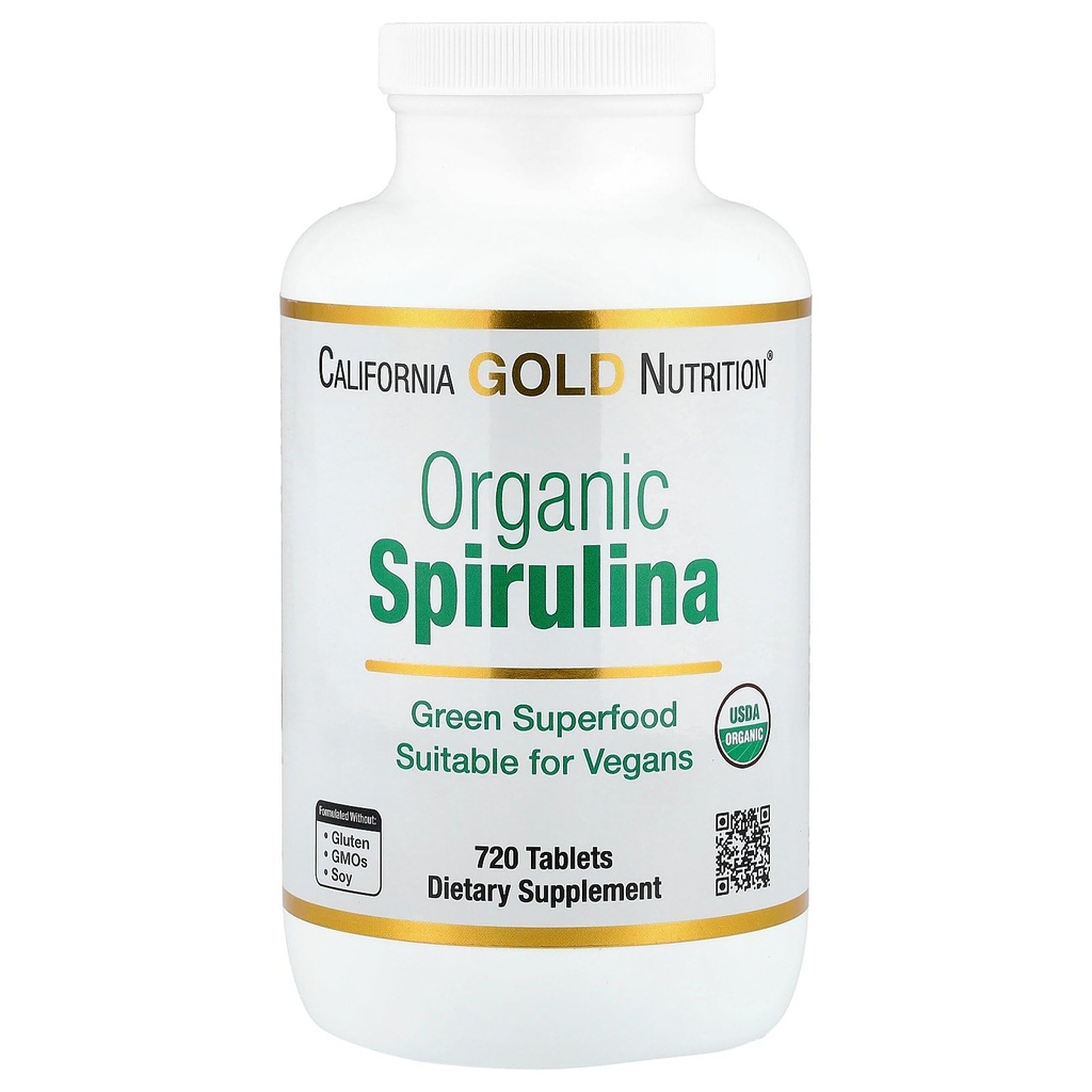 California Oro Nutrizione certificata Spirulina Organica, USP verificato, USDA Organico, Non OGM, 500 mg, 720 compresse vegetariane