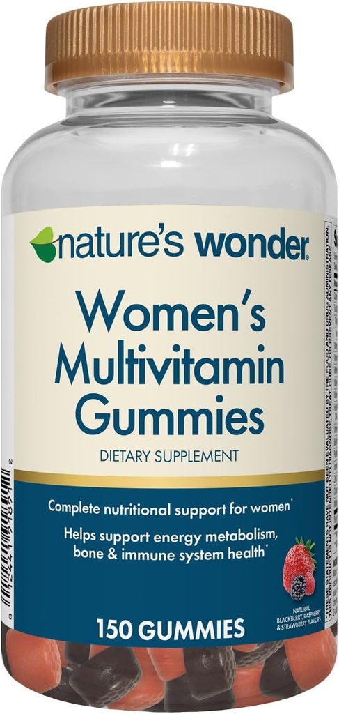 Gummie Multivitaminiche della natura, Supporta l'energia, il metabolismo, la salute del sistema Bone e immunitario con vitamine A, C, D, B6, B12, Biotina, acido folico, alimentazione di 75 giorni, 150 Conte