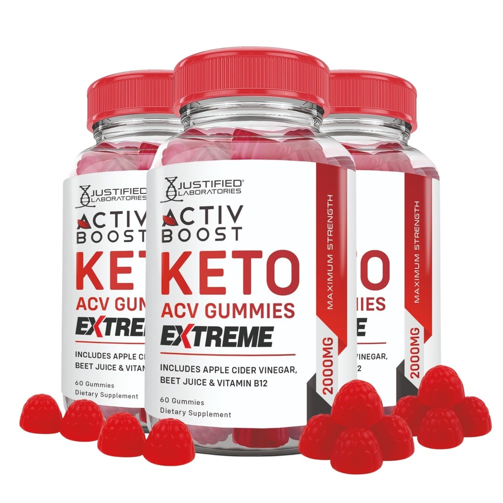 Laboratori giustificati (3 Pack Activboost Keto Acv Gummies Extreme 2000MG Boost attivo formulato con polvere di succo di barbabietola di melograno B12 Vegan Non OGM 180 Gummys