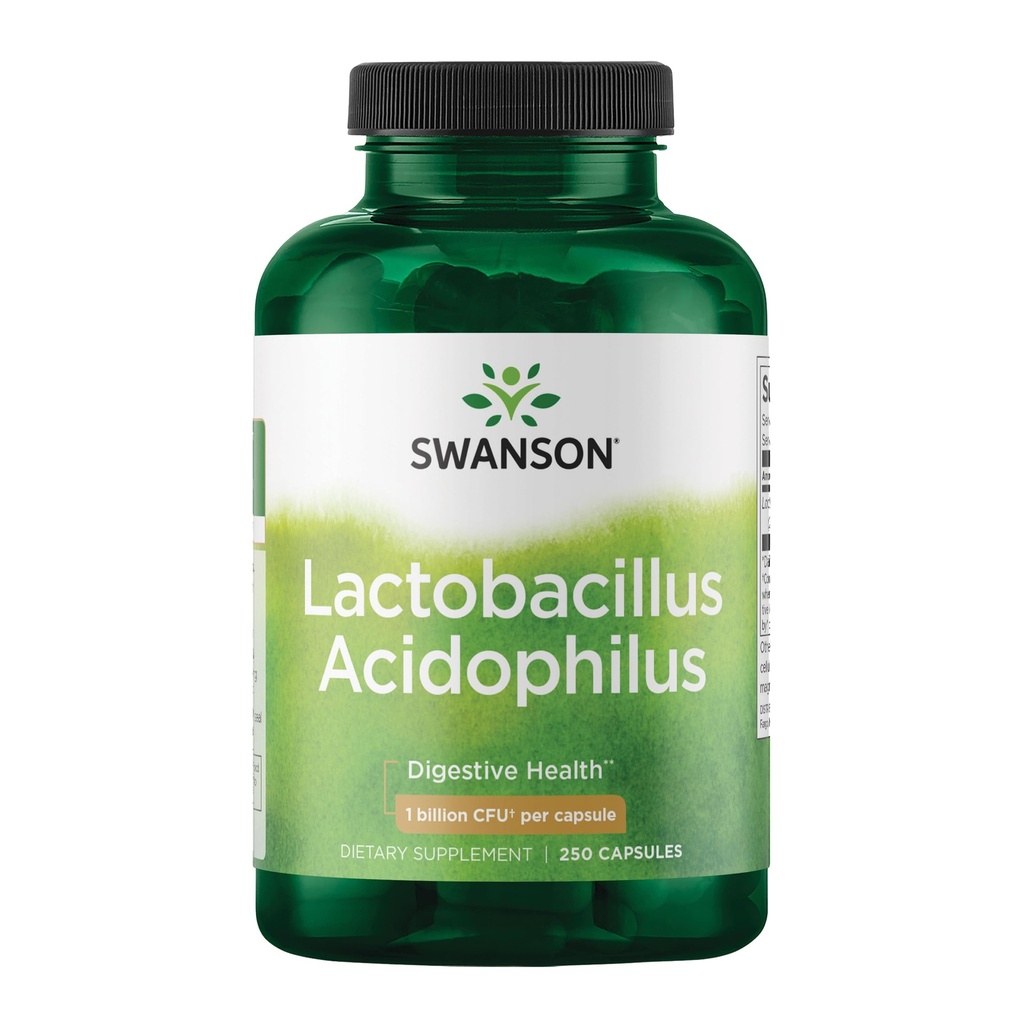 Swanson Lactobacillus Acidophilus Probiotico per gli adulti che cercano il supporto giornaliero digestivo e di salute del telo con 1 miliardo di CFU - Acid-Resistant (250 capsule)