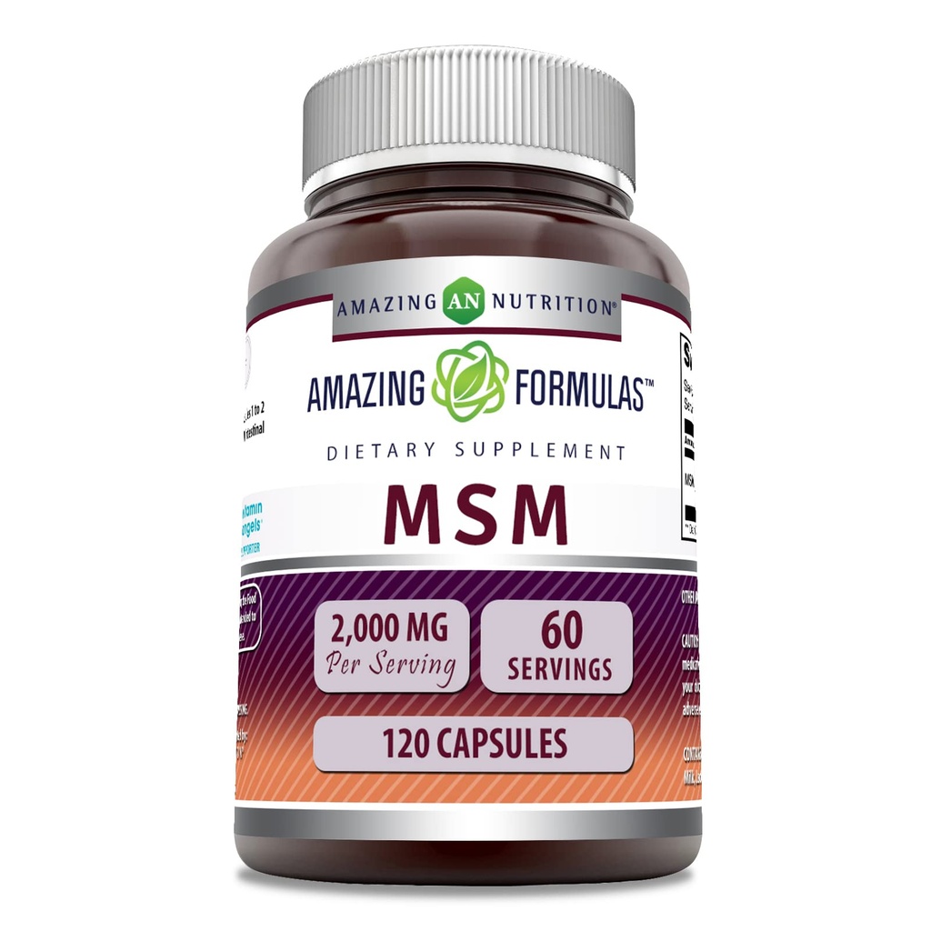 Incredibile formula MSM (metilsulfonilmethane) Supplemento | 2000 Mg per Serving | 120 capsule | Non-GMO | Gluten-Free | Made in USA