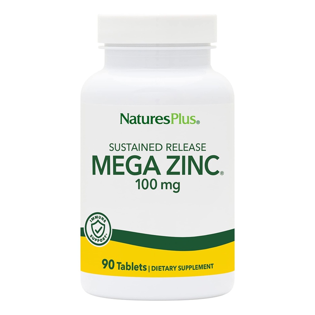 NaturesPlus Mega Zinc 100 mg Rilascio prolungato - 90 compresse - Vegetariano, Senza glutine - 90 porzioni