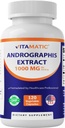 Vitamatic Andrographis Extract 1000 mg Per Serving - 120 Veg Capsule - 20X Extract, 100% Vegetariano, All-Natural, Gluten Free, Non OGM