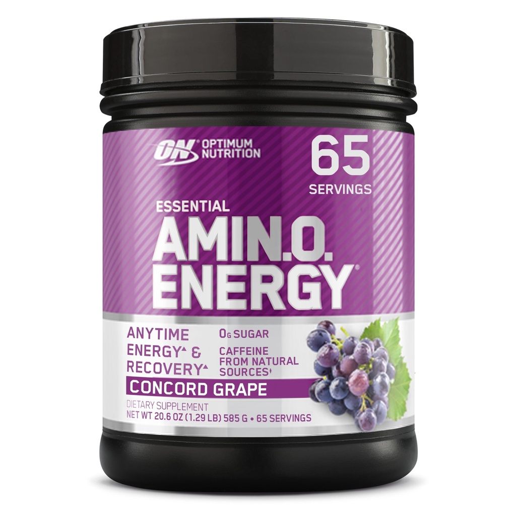 Optimum Nutrition Amino Energy - Pre allenamento con tè verde, BCAA, aminoacidi, Keto Friendly, Estratto di caffè verde, Polvere di energia - Uva Concord, 65 Serve (Packaging May Vary)