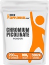 BulkSupplements.com Polvere di cromo picolinato 200mcg - Supplementi minerali - Gluten & Yeast Free, 200mcg di cromo per porzione, 100g (3,5 oz) (Pack of 1)