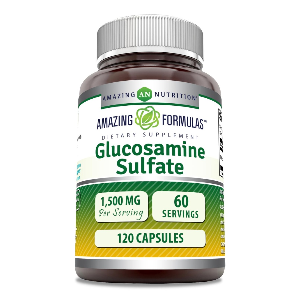 Incredibile Formulas Glucosamine Sulfate Supplemento | 1500 Mg Per Serving | 120 capsule | Non-GMO | Gluten-Free | Made in USA