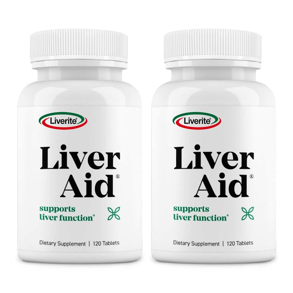 LIVERITE Liver Aid 2-Pack 120 compresse (Totale 240ct) Supporta la funzione di fegato sano, l'energia fisica e la vitalità.