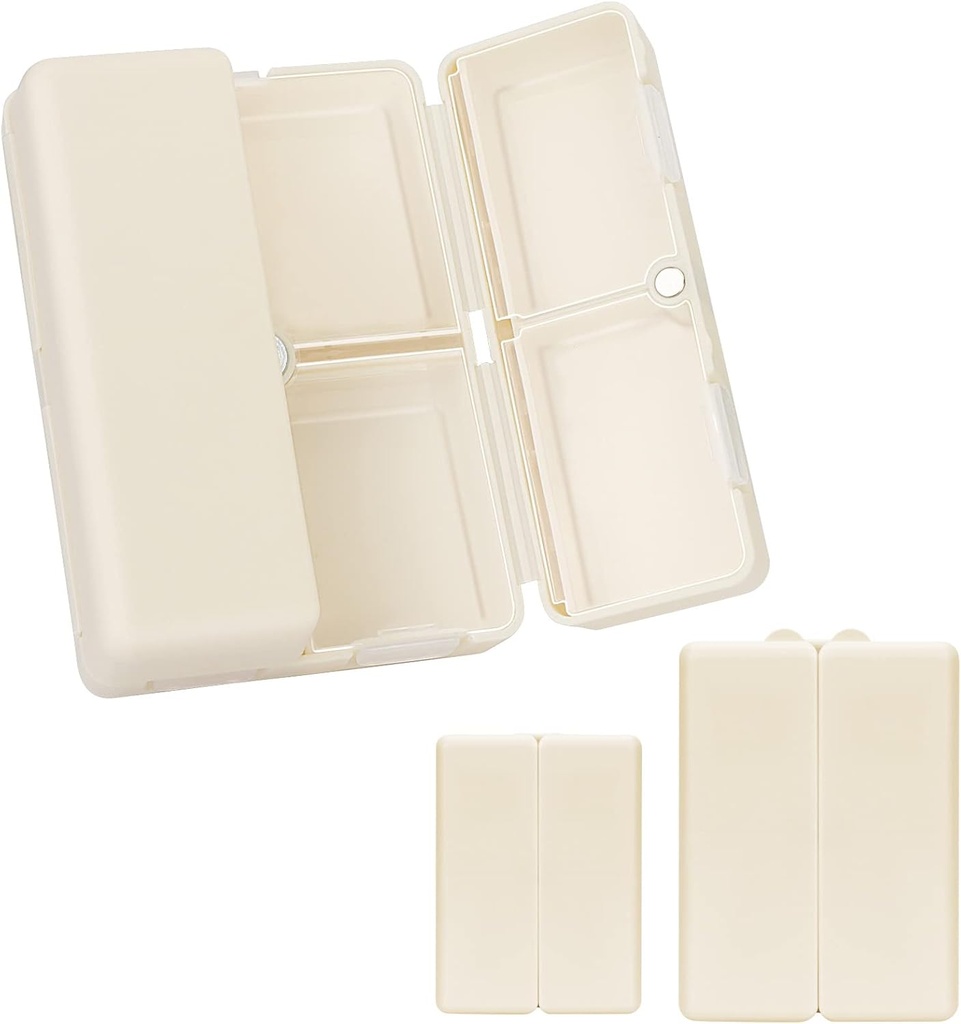 FYY 2 Pcs Daily Pill Organizer, 7 scomparti Portable Pill Case Travel Pill Pill Organizer,[Folding Design] Pill Box per Purse Pocket per tenere Vitamine,Cod Liver Oil,Supplements and Medicine-White