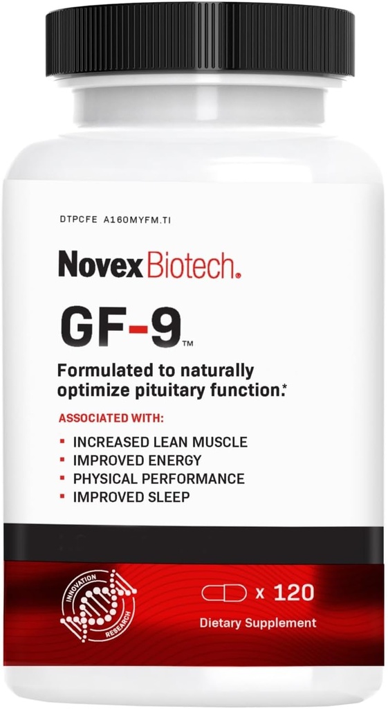Novex Biotech GF-9 – HGH Boosting Supplemento per gli uomini – Complesso di allenamento per gli uomini – Support Energy, Endurance, Sleep, 120 Ct (30-Day Supply)