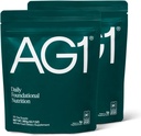 AG1 Greens Powder Supplement | Migliora la salute del fegato | Multivitamina, Probiotico, Gluten Free, Vegan e Keto Friendly | 75 Vitamine (verdi atletici) - 2 Pack, Formula classica (30 Servings Per Pouch)