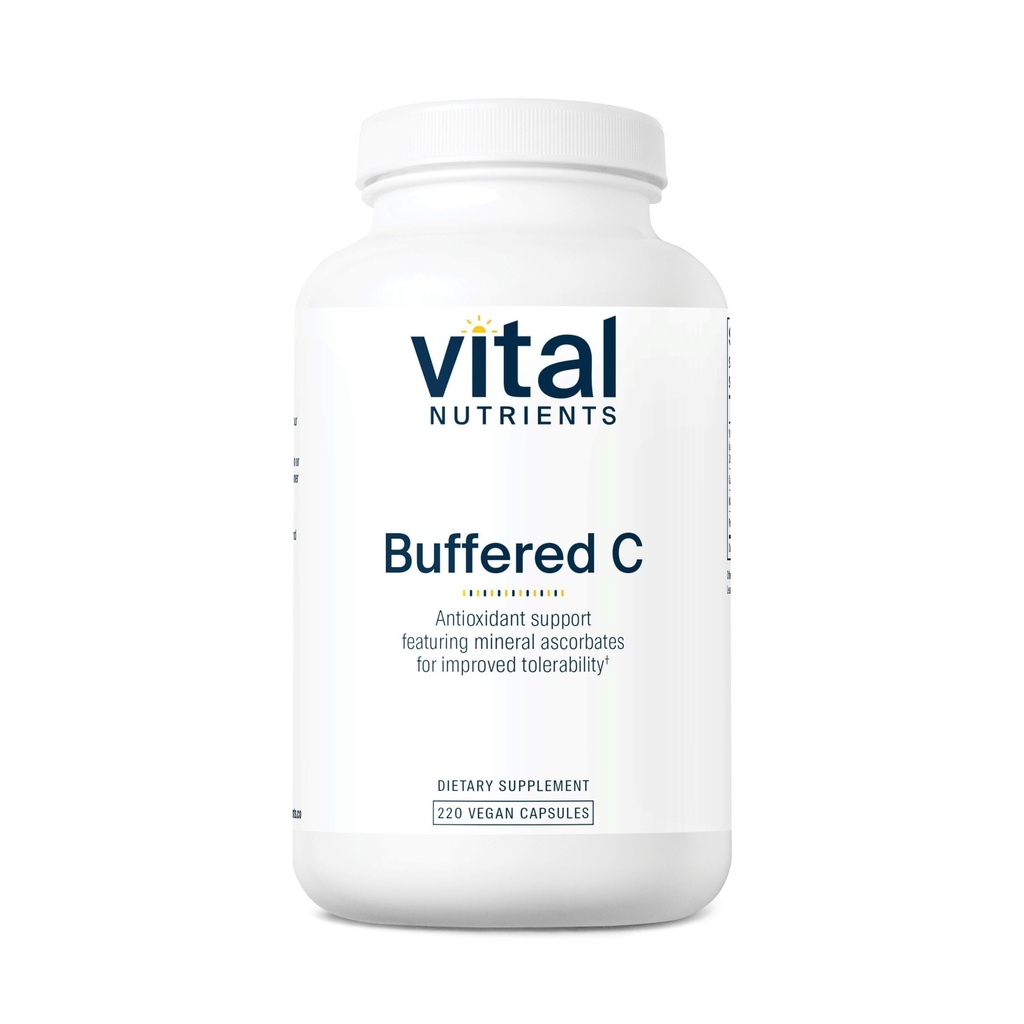 Vital Nutrients Buffered Vitamin C 500mg | Vegan Gentle Vitamin C per gli individui sensibili* | Integratore di supporto immunitario* | Gluten, Dairy e Soy Free | Non-GMO | 220 Capsule