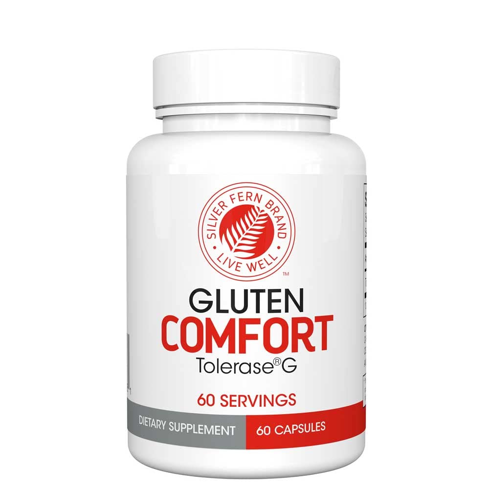 Silver Fern Gluten Comfort con Tolerase G - 1 Bottiglia - 60 Capsule - Enzima Digestivo Realizzato specificamente per abbattere e digerire Proteine Glutine
