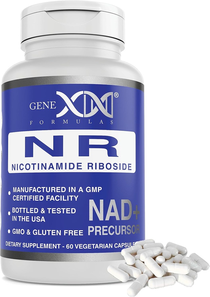 Genex Formulas NR Nicotinamide Riboside 300mg/Serving (60 capsule) NAD+ Precursore per l'invecchiamento sano - GMP-Certified, Non-GMO, Gluten-Free, Vegetariano (1 confezione)