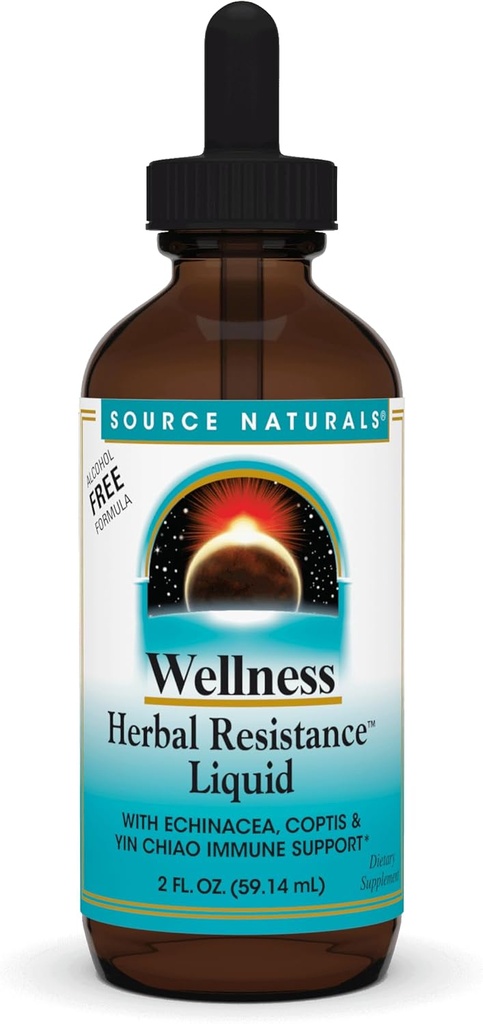 Fonte Naturals Benessere Resistenza agli erbe Liquido con Echinacea, Coptis e Yin Chiao, Supporto Immune* - Alcol Free - 2 OZ