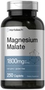 Horbäach Magnesium Malate | 1800mg | 250 Caplets ricoperti | Vegetariano, Non OGM, Gluten