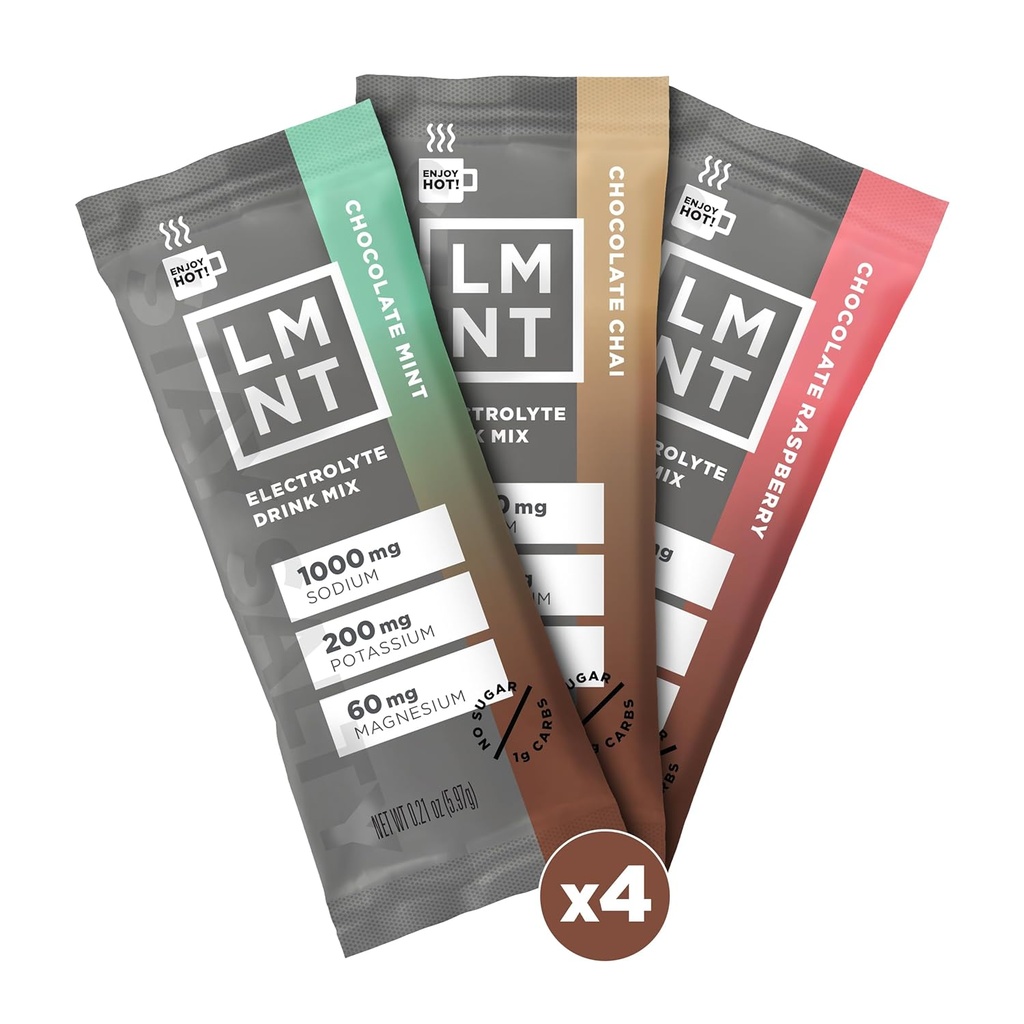 Drink LMNT Zero Sugar Hot Chocolate o Coffee Mixer - Chocolate Medley - Variety Pack | Drink Mix | 12-Count