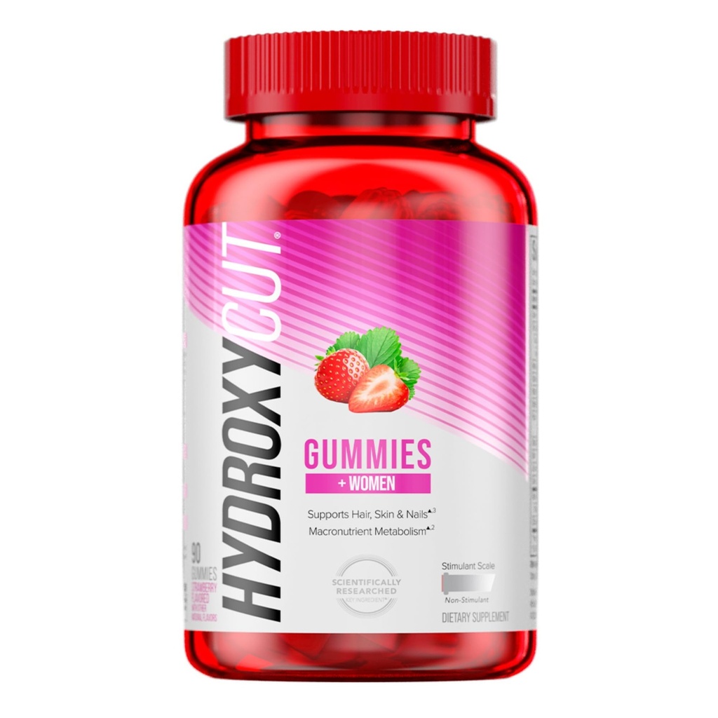 Gummie Hydroxycut +Donna, Fragola - 99% Caffeina Gratis - Supporta Capelli, Pelle & Unghie - Metabolizzare Carbi, Proteine & Grassi