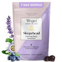 Gummie naturali per il sonno della testa di sonno per le donne - aiuto per il sonno per gli adulti con melatonina 3mg, L-teanina, 5-HTP - integratore naturale della pancia - lavanda di mirtilli, 14 gommoni vegani