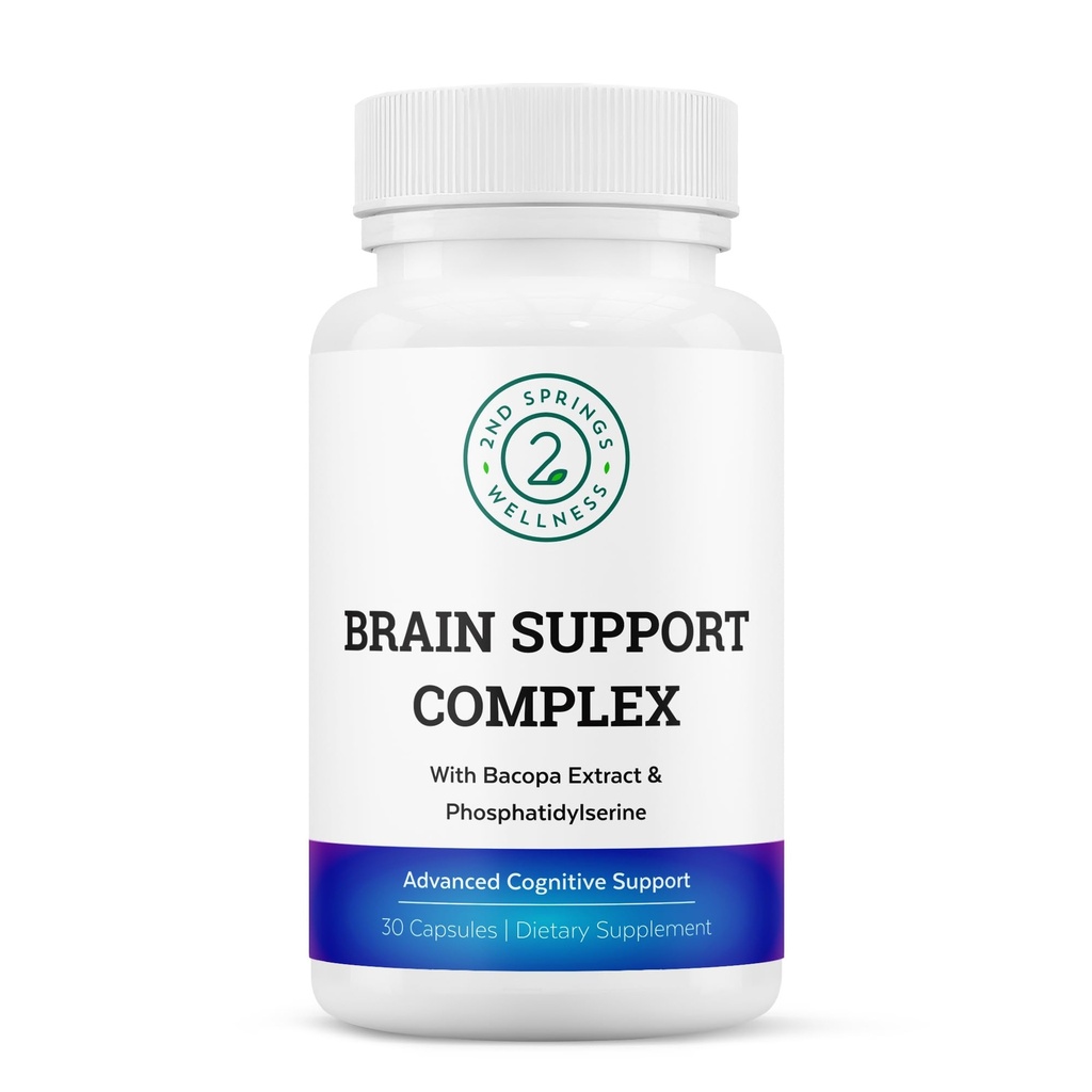 Brain Support Complex - Supplemento di supporto cognitivo avanzato con Ginkgo Biloba, Bacopa Monnieri, Phosphatidylserine, Huperzine-A, St. John's Wort - 30 Ct