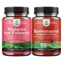 Bundle of Women's Saw Palmetto e Resveratrolo Supplemento - Saw Palmetto Estratto di capsule con Maca Root & Biotin per la perdita dei capelli e AMPK Metabolic Attivatore per Metabolismo Boost & Cellular Efficiency