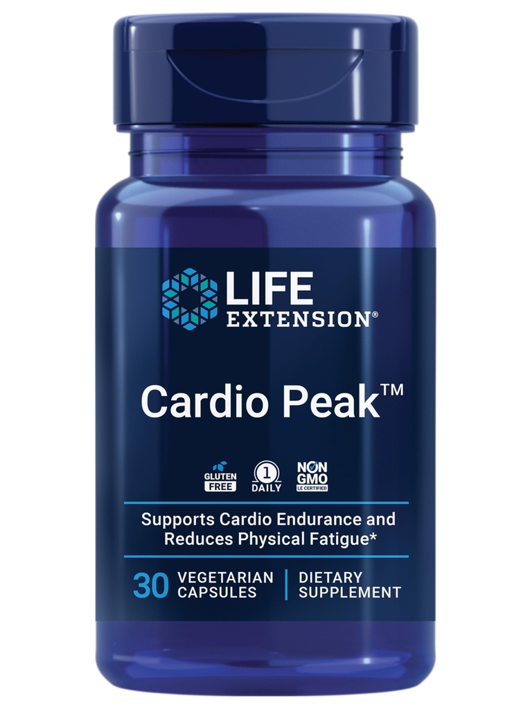 Estensione della vita Cardio Peak, Supplemento cardiovascolare, Salute del cuore, arjuna, 1-Daily, Gluten Free, Non-GMO, Vegetariano, 30 Capsule