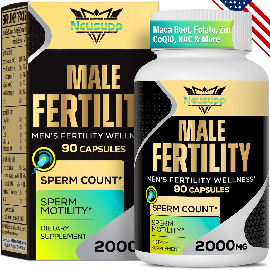 Integratori di fertilità per gli uomini, supplemento di fertilità maschile - conteggio ottimale dello sperma, motilità e forza, 2000MG Vitamine prenatali per gli uomini con radice di maca CoQ10, Zin, NAC &Folate per la percezione - 90 capsule