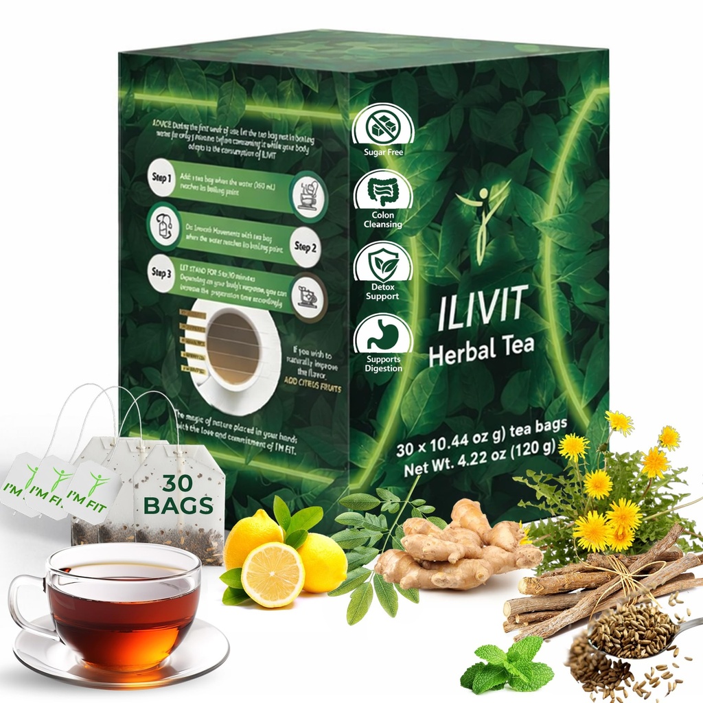 Ilivit Organic Colon Cleanser & Detox Tea | Colon Cleanse | Cleansing Tea for Bloating Relief | 30 Bags