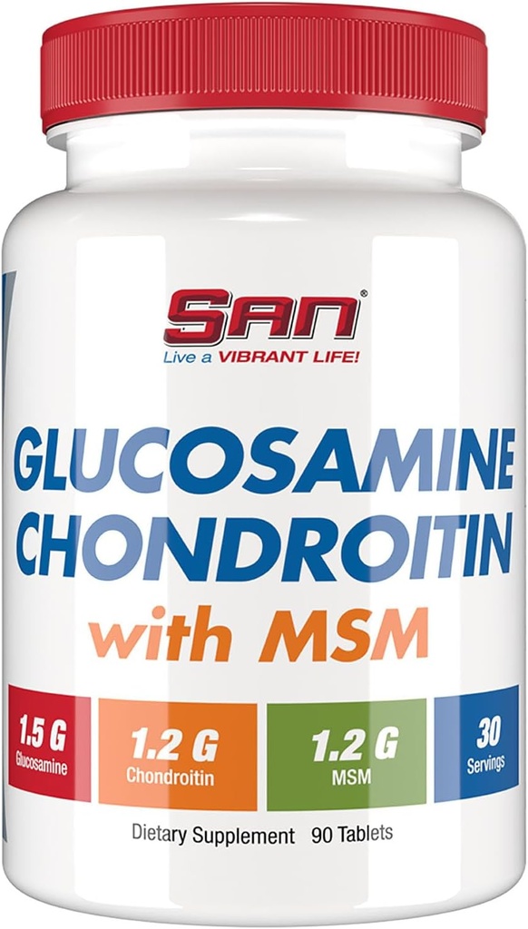 SAN Premium Glucosamine Chondroitin con MSM Complex per il supporto congiunto - Formula naturale per giunti sani e mobilità. 30 Serve