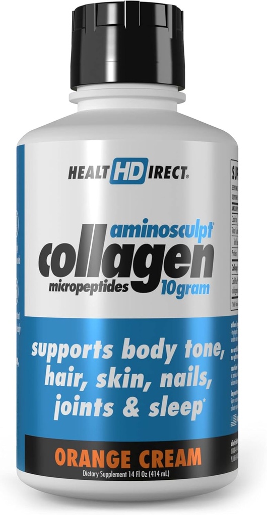 DIRECT HEALTH – Micropept del collagene liquido di AminoSculpt – 14 FL Oz – 14 Serve – 10 Grammi di Collage liquido medico-verde Premium per le donne – Crema arancione