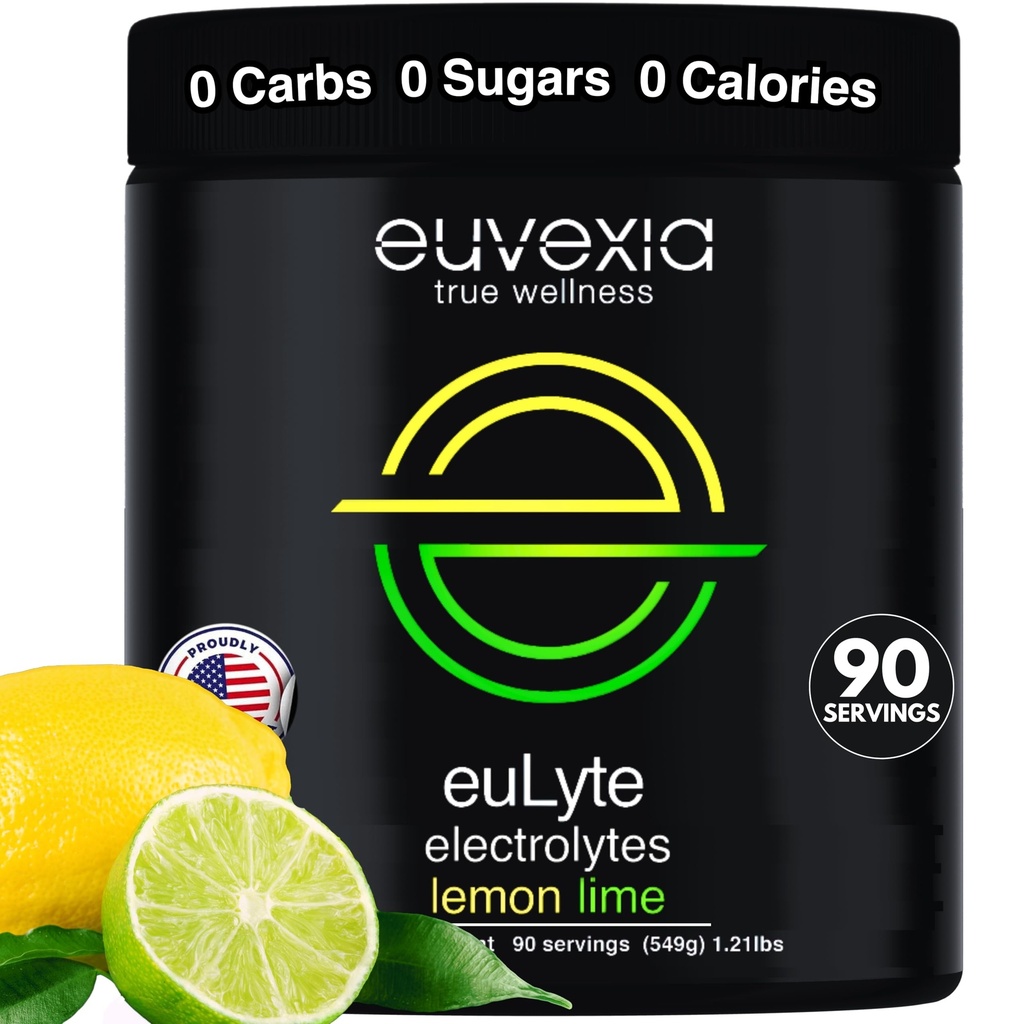 Dr Ekberg euLyte Idratazione istantanea Elettroliti Polvere Zucchero Zero Carb Calorie Lime Lime Bevande • 80+ Minerali Magnesio Potassium Trace Minerali • Fissaggio Keto Stevia • 90 Serve