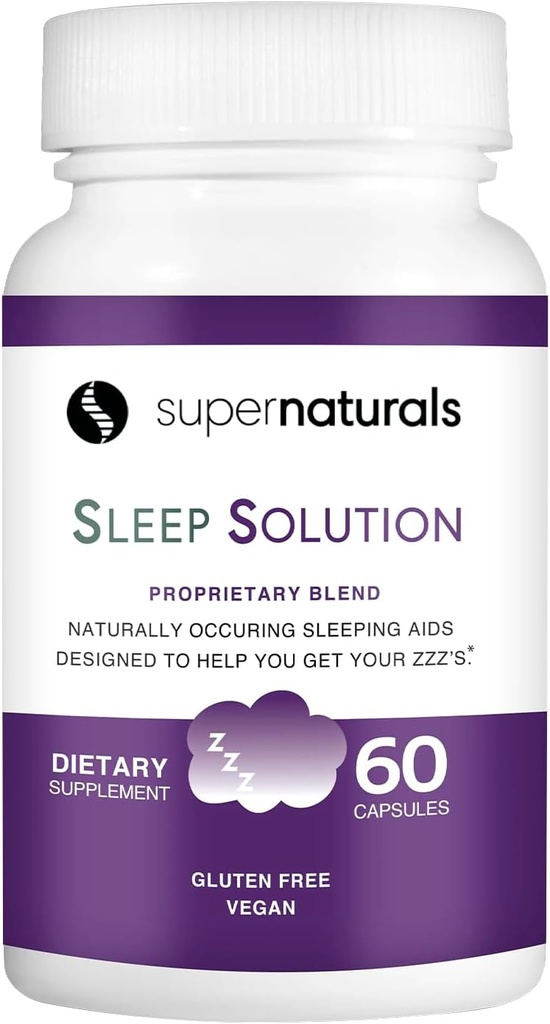 Soluzione di sonno sano, supplemento di sonno per adulti, magnesio e melatonina per il sonno fornisce il supporto naturale del sonno, ingredienti vegani, supplemento di sonno senza glutine di magnesio, 60 capsule