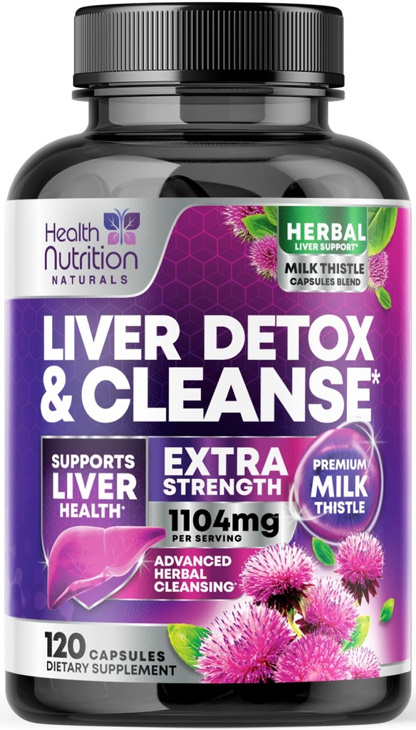 Detox & Repair Formula - Integratore avanzato di supporto per il fegato con cardo silymarin, radice di dadelion, estratto di carciofo, curcuma, colina, e barbabietola - 120 capsule vegetali