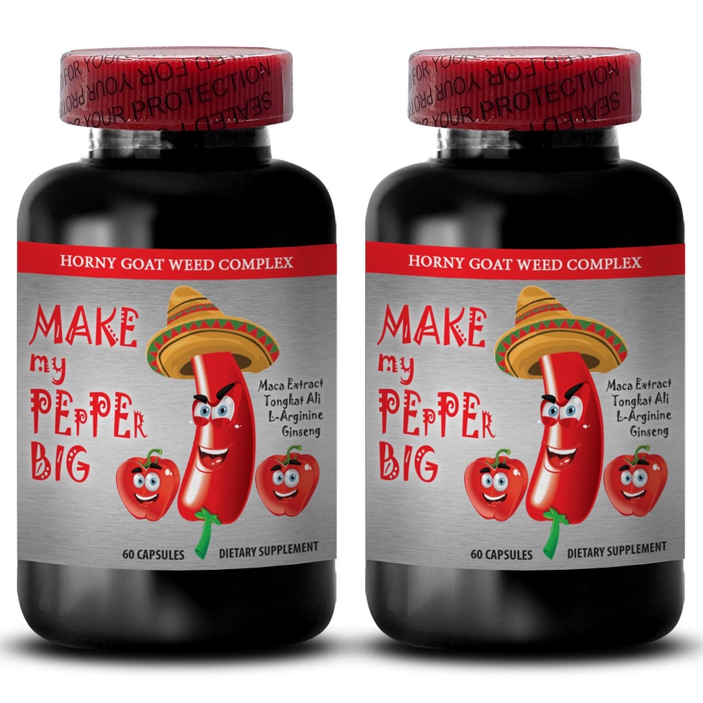 maschio migliorare le pillole aumentare la dimensione - MAKE MY PEPPER BIG - NATURAL MALE ENLARGEMENT, Maca, L-Arginina, pillole di Longjack, maschio prestazioni enhancer, tongkat ali per gli uomini, maschio libido pillole, 2 Bot 120 Caps