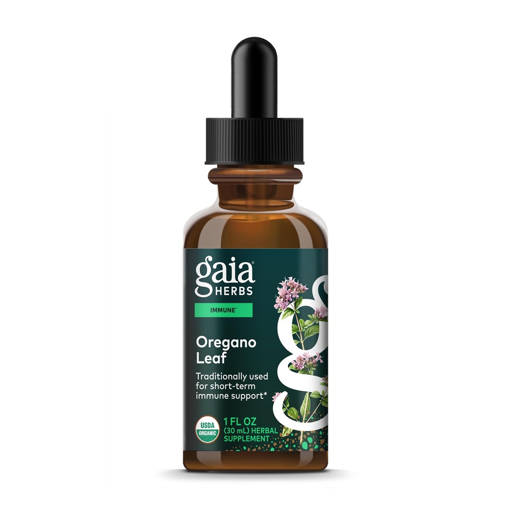 Gaia Herbs Oregano Leaf - Supporto Immune Integratore Herbal - con Oregano Leaf Extract - Certificato Organico - 1 Fl Oz (23 Serve)