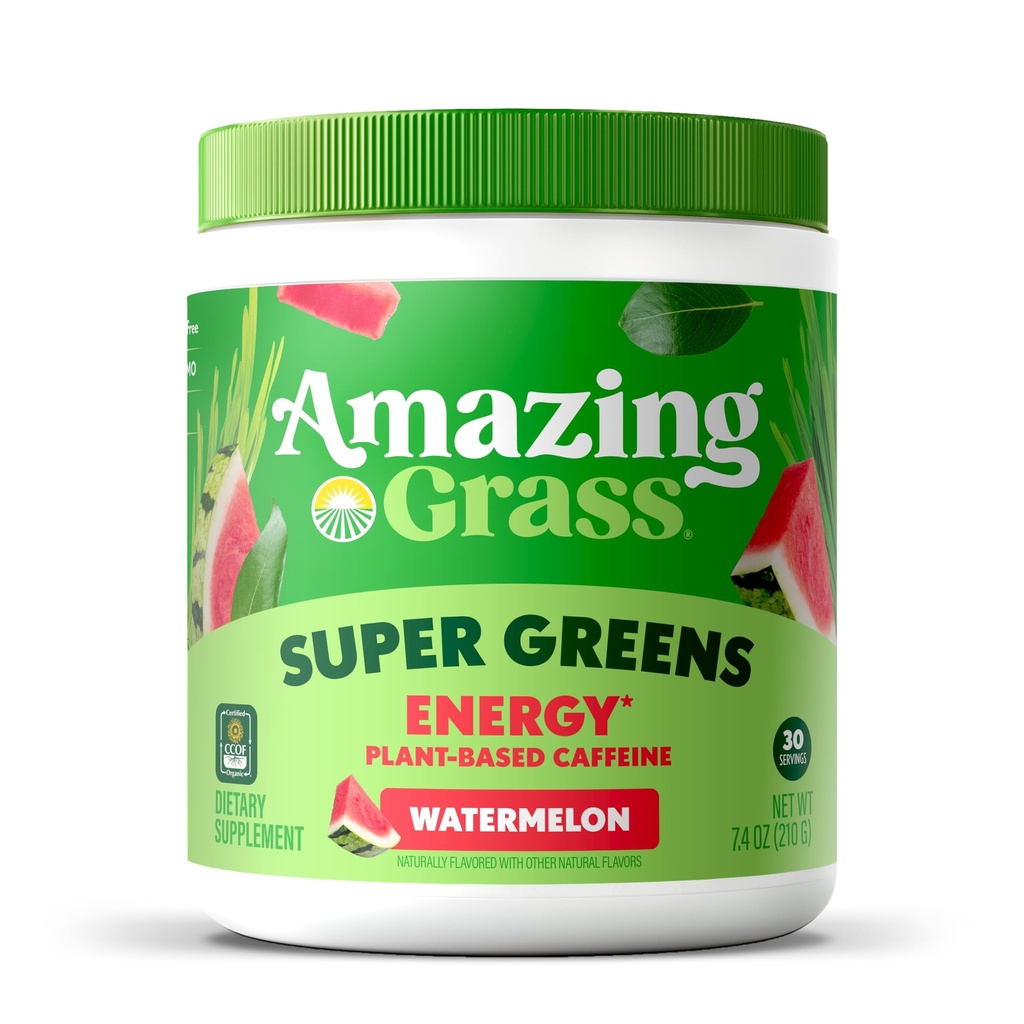 Sorprendente erba verdi miscela energia: Smoothie Mix, Super Greens polvere e pianta basato caffeina con Matcha verde tè e barbabietola radice polvere, anguria, 30 Servings (Packaging May Vary)