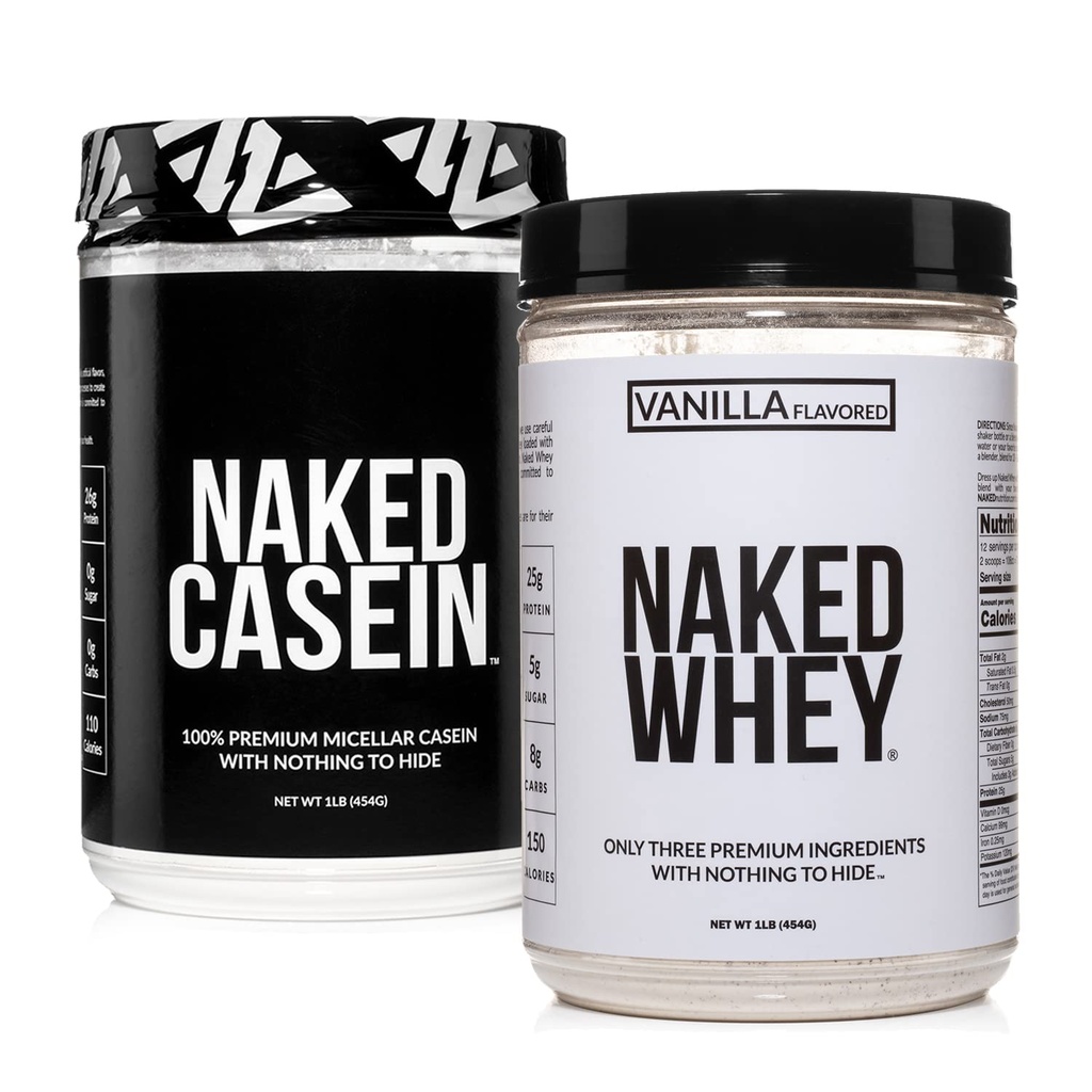 Bundle di proteina Fed dell'erba NAKED: 1LB Casein e 1LB Vanilla #