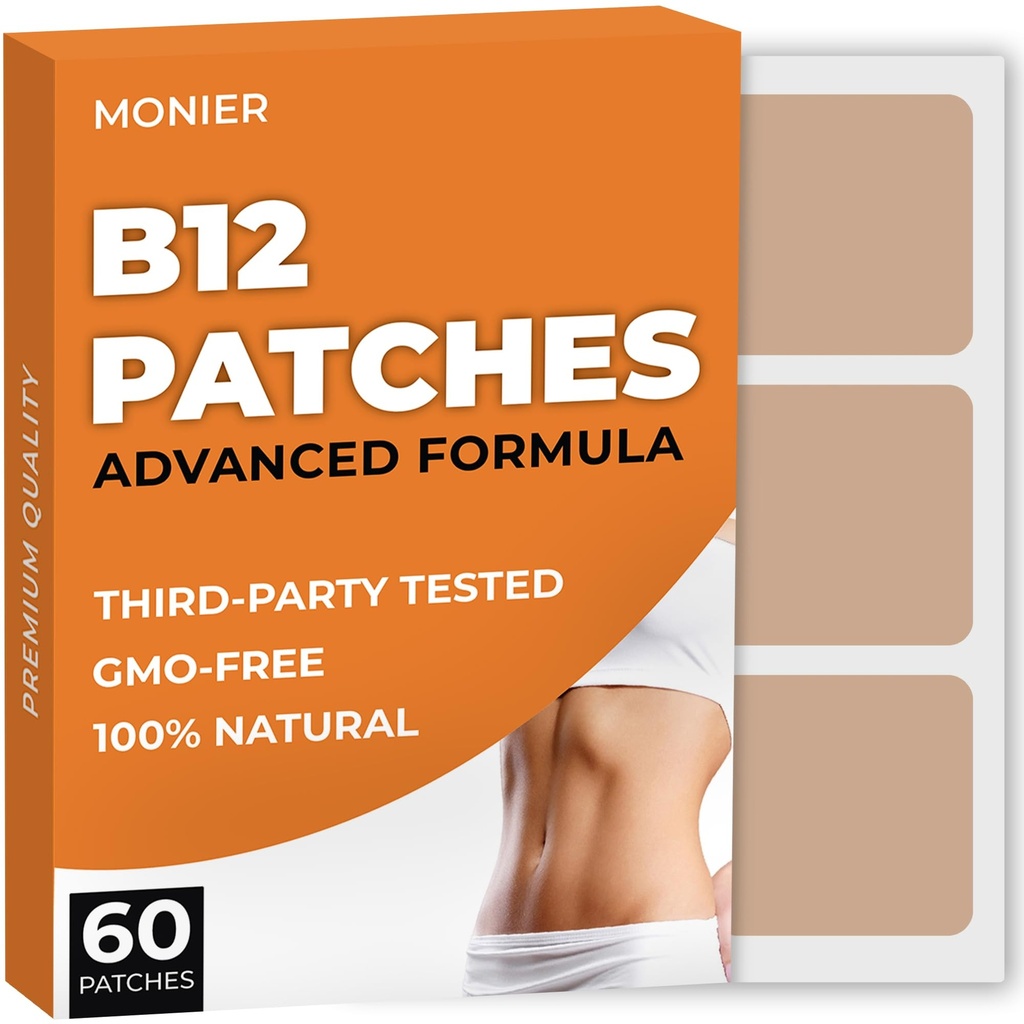 Patch B12 (Pack of 60) - Patch naturale al 100% per le donne e gli uomini - Firming, Energy, Focus & Body Support - Formula potenziata