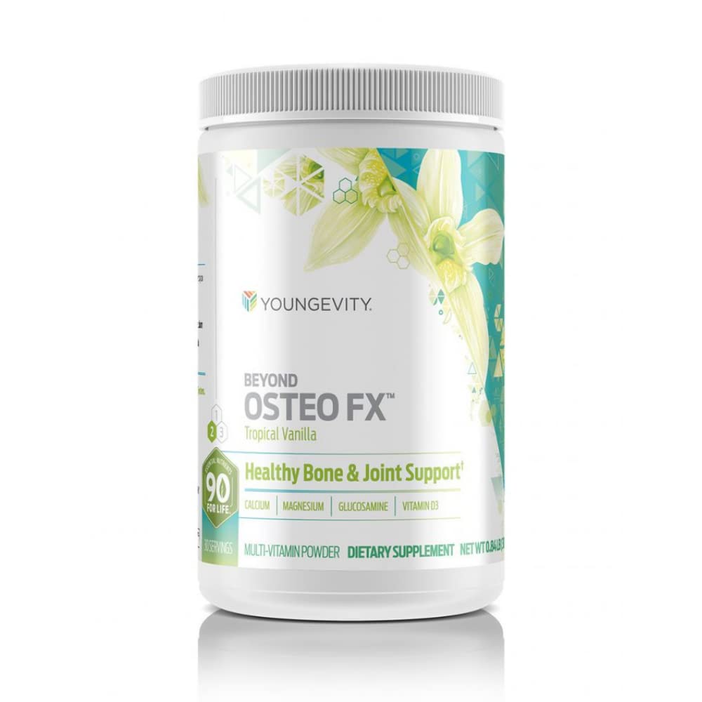 Youngevity Beyond Osteo-FXTM Powder – 1200 mg con vitamina D3, Tri-Calcium Phosphate, Magnesio e Zinc – Calcium Citrate Supplement per le donne e gli uomini – Non OGM, Gluten-Free – Tropical Vanilla