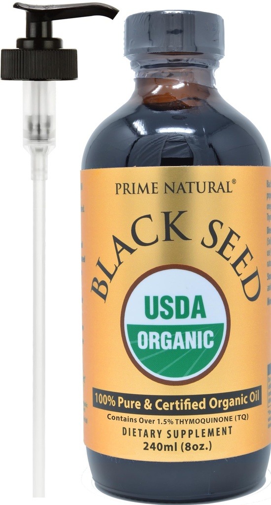 Olio di semi nero organico naturale NATURAL 8oz | Pressato a freddo Non raffinato Alto Thymoquinone 1.7% USDA Certificato | Potente di origine turca Pure Nigella Sativa Liquido | Vegan Omega 3 6 9, Antiossidante