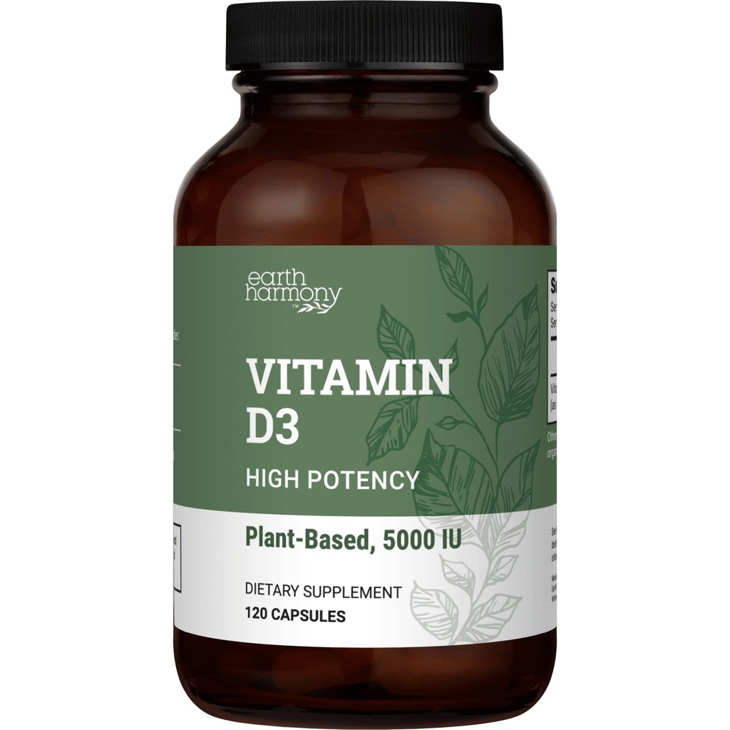 Vegan vitamina D3 5000 iu Supplemento - Pure, Integratori ad alta potenza per la salute immunitaria e forte sostegno alle ossa - Vitamina D 5000 iu - 120 capsule, alimentazione a 4 mesi