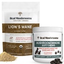 Real Mushrooms Lions Mane Powder for Humans (60g) & Mushroom Immune Pet Chews (60ct) - Bundle for Cognition & Immunity - Ashwagandha, Astragalus & More - Vegan, Non OGM, Gluten-Free, Grain-Free