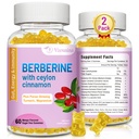 Berberina con Ceylon Cinnamon Gummies, High Potency Berberine HCI Supplement, Immune Health Support, 120 Mango Gummies aromatizzati
