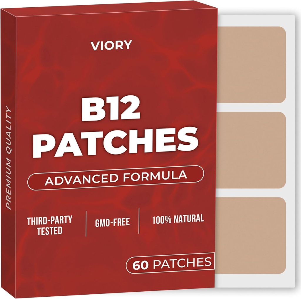 VIORY B12 Patches (Pack of 60) - Patch naturale al 100% per le donne e gli uomini - Firming, Energy, Focus & Body Support - Formula potenziata