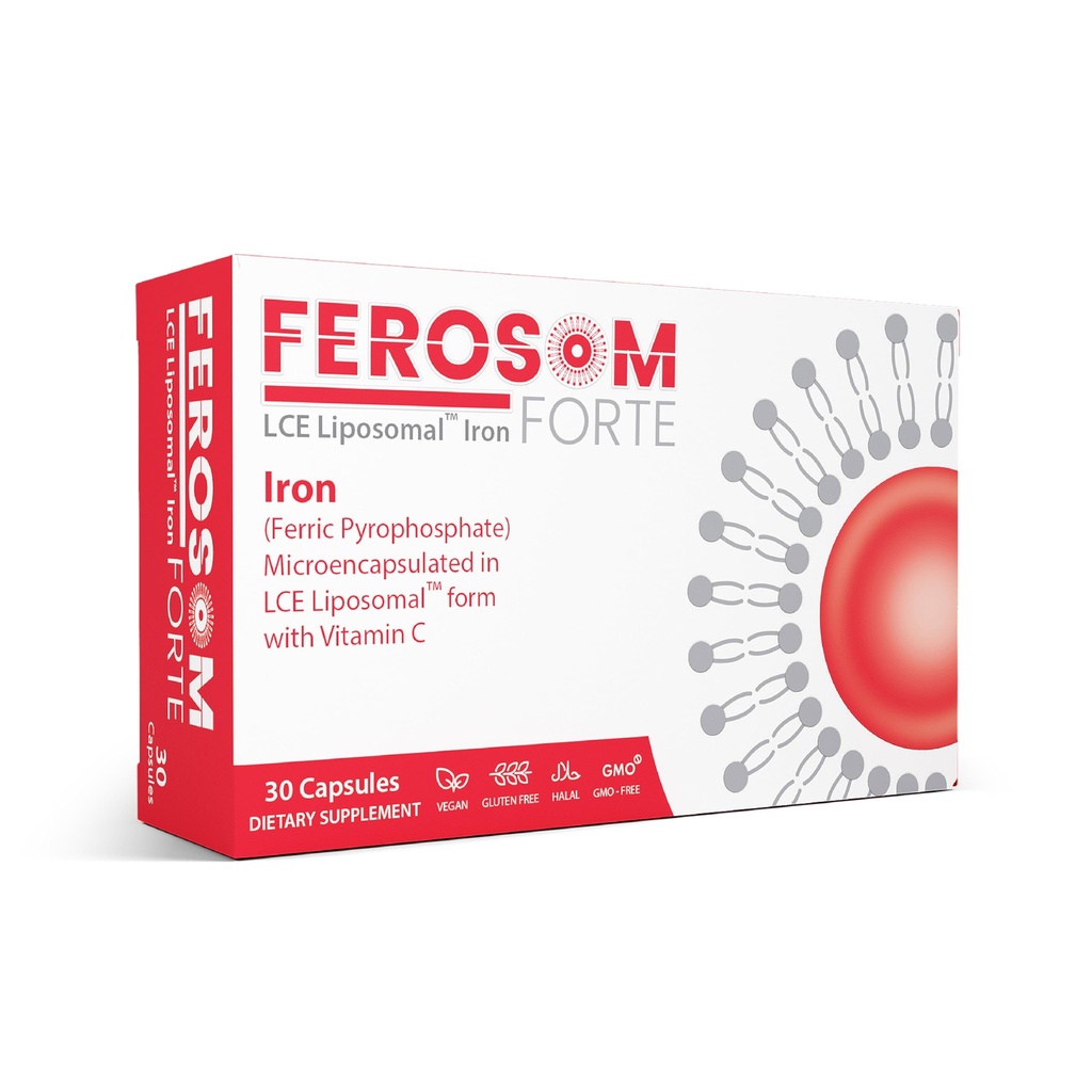 LCE capsule di ferro Liposomico – 30 mg di ferro Elementale con vitamina C – Supplemento delicato per le donne e gli uomini – Capsule Vegan Easy-to-Swallow, 30 conte