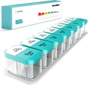 Daviky Large Weekly AM PM Pill Organizer - 7 giorni, 2 volte al giorno con scomparti extra grandi per vitamine, medicina, integratori (Cyan)