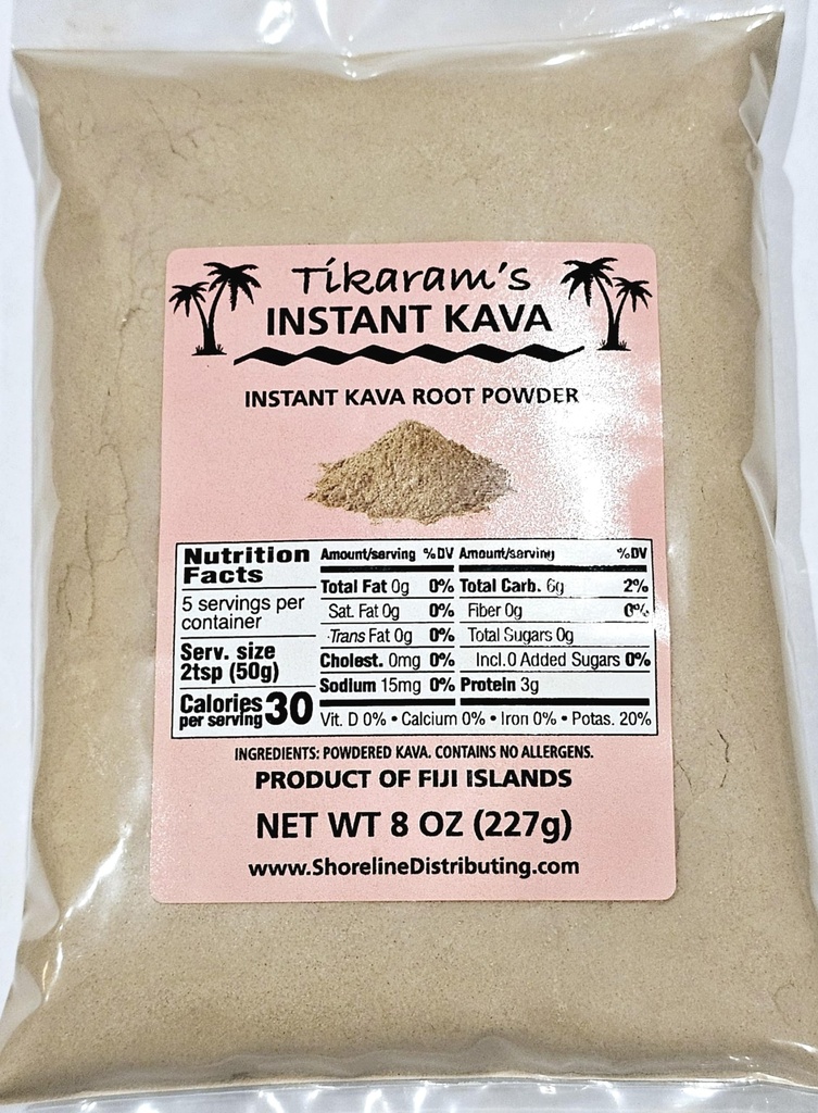 Polvere istantanea Kava di Tikaram, Fiji Waka, Noble Kava Root, 1/2 lb (8oz)-Fiji mercato all'ingrosso LLC