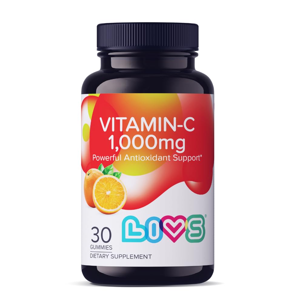 Vitamina C 1000mg Gummies per Bambini & Adulti |Antioxidant & Immune Support Supplemento | Multivitamina Vegana per Capelli, Pelle & Unghie | Non OGM, Gluten-Free, Gelatin-Free Chewable 1000mg Per Serving 30 Ct